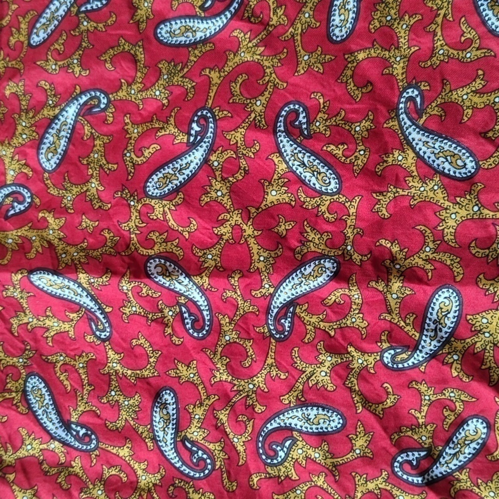 Patricia Dumont Vintage Scarf Paisley Square Red White Blue Yellow